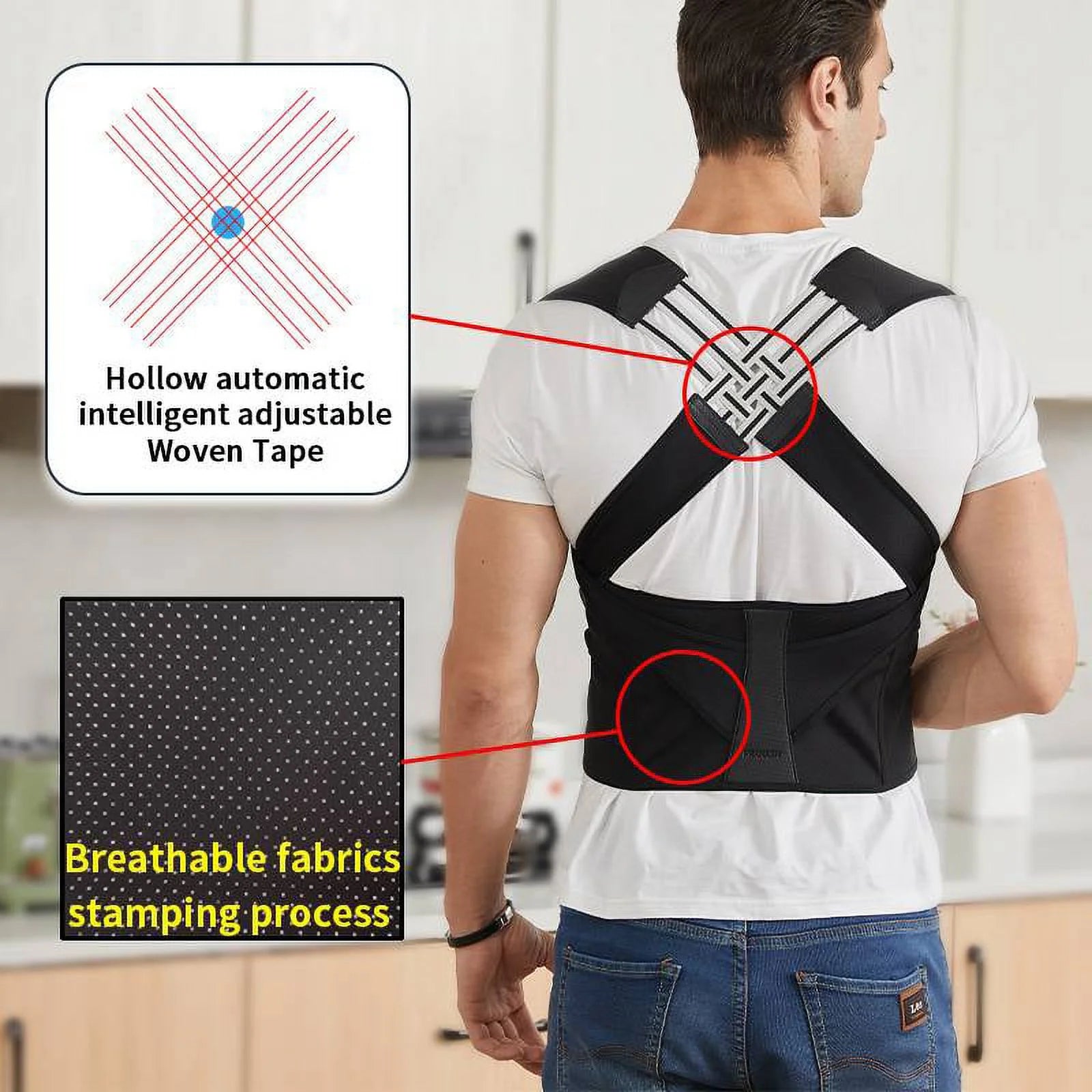 Back Brace Posture Corrector for Men and Women, Adjustable Posture Back Brace for Upper and Lower Back Pain Relief, Muscle Memory Support Straightener